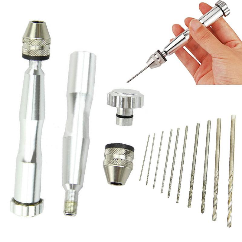 10 Pcs 0.3-3.5 Drill Bit Set Puncher drill manual drilling tool Three-jaw type