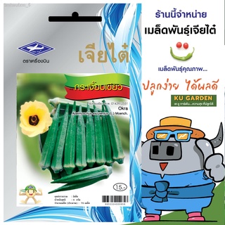 CHIATAI 🇹🇭 ผักซอง เจียไต๋ กระเจี๊ยบเขียว O046 ซองประมาณ 75 เมล็ด เมล็ดพันธุ์ผัก กระเจี๊ยบ เมล็ดผัก เมล็ดพืช ผักสวนครัว