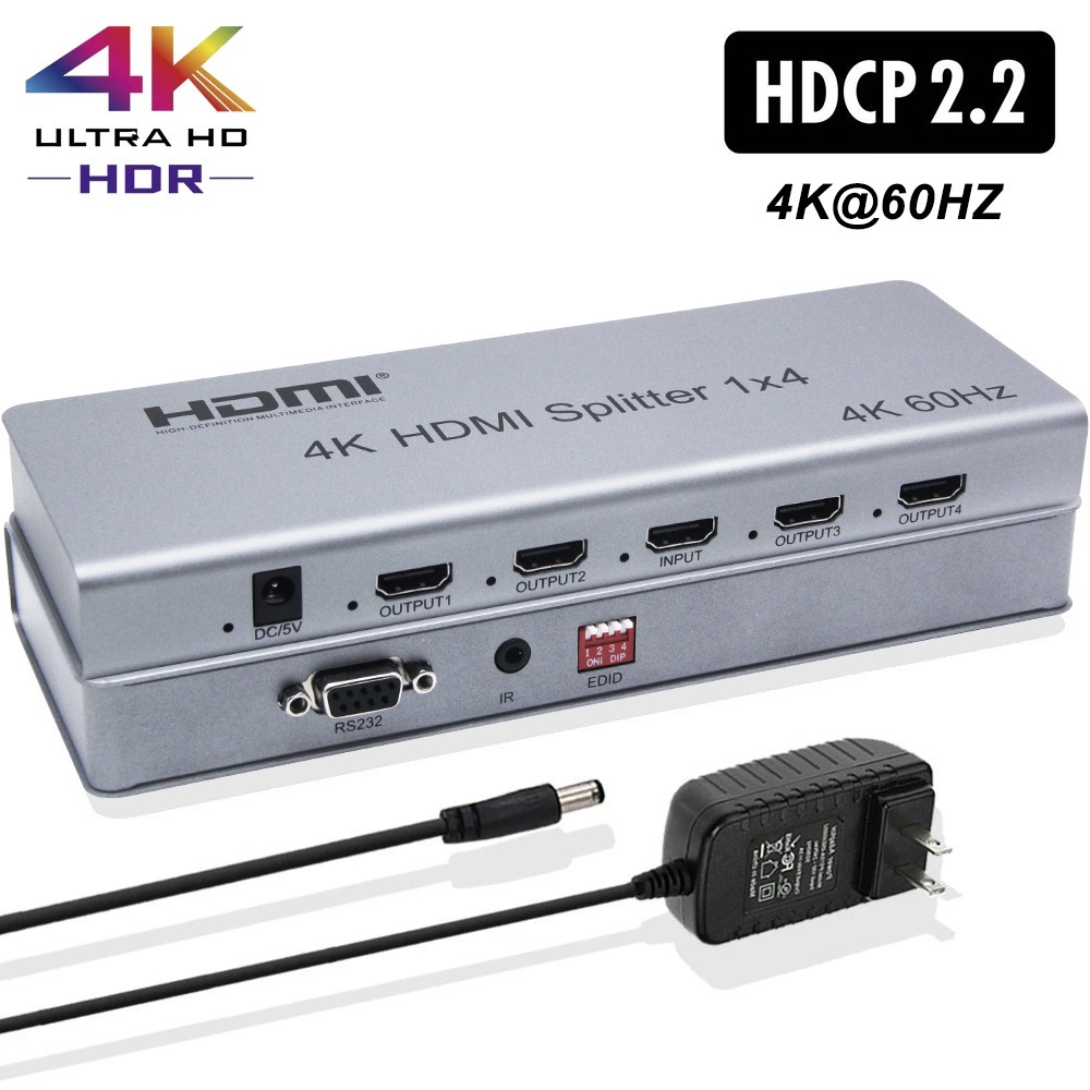 4k 60hz 1x4 hdmi 2 0 splitter hdcp2 2 1080p 1 4 