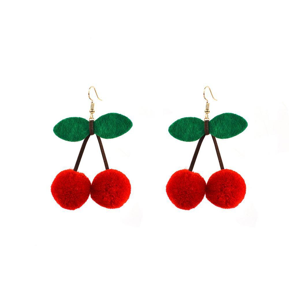 ต่างหูปอมปอมเชอร์รี่-cherry-pom-pom-earings