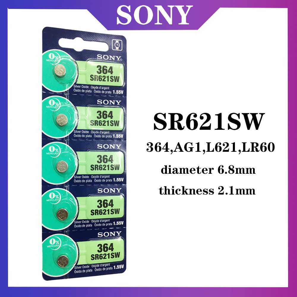 ถ่านกระดุม SR621SW , 364 621 SR621 ยี่ห้อ SONY 0% mercury SR626SW ,377 ...