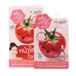 สมูทโตะ โทเมโท คอลลาเจนไวท์เซรั่ม Smooto Tomato Collagen White Serum เซรั่มมะเขือเทศเข้มข้น (1กล่องบรรจุ6ซอง)