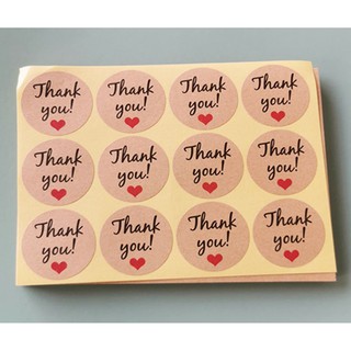 รูปวงกลมขนาด 3.8cm 20 แผ่น = 240 ดวง 50฿ สติ๊กเกอร์ขอบคุณ Thank you ติดสินค้า ของชำร่วย ฯลฯ