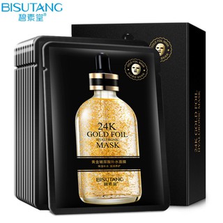 Bisutang มาส์กหน้าฟอยล์ทอง 24K Hyaluronic ให้ความชุ่มชื้นและกระชับผิวหน้า