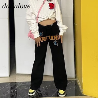 DaDulove💕 New American Ins Letter Jeans Loose High Waist Womens Wide Leg Pants Fashion Womens Clothing