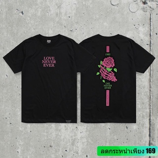 เสื้อยืดลาย แนวสตรีท  รุ่น กุหลาบ Love Rose ดำ ขาว ( ลิขสิทธิ์แท้ ) แขนสั้น  TS