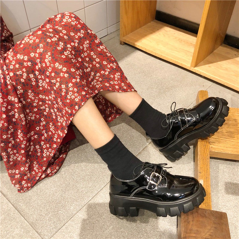 ภาพสินค้ารองเท้าหนังขนาดเล็กหญิงสไตล์อังกฤษสีดำ ins2020 ฤดูใบไม้ผลิใหม่เกาหลีรองเท้าส้นสูงแพลตฟอร์ม ulzzang ป่า จากร้าน chutimasu2012 บน Shopee ภาพที่ 3