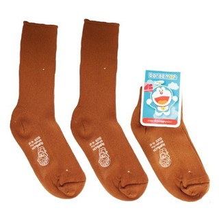ถุงเท้านักเรียนโดราเอม่อนสีน้ำตาล สำหรับอายุ 4-12 ปีข้อยาว(ไนล่อนลอนเล็ก)