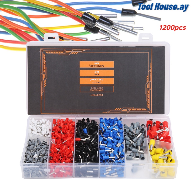 หาปลา-เข้าสายไฟ-1200pcs-wire-ferrules-crimping-cold-pressed-terminal-electrical-industrial-accessories-ชุดหาปลา1200-ตัว