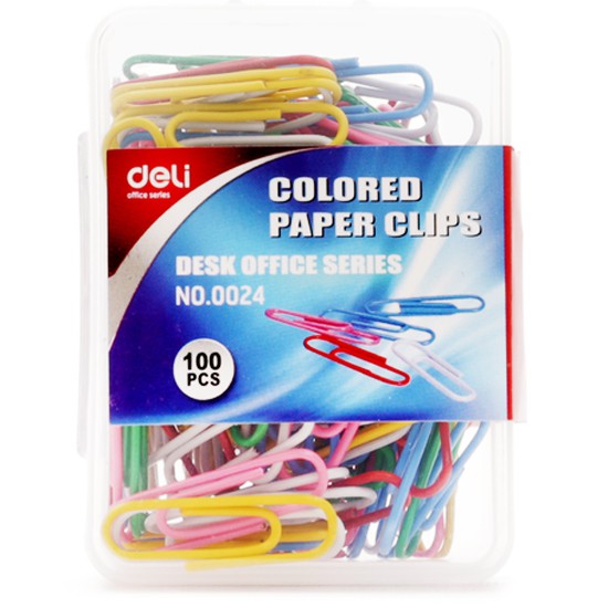 Deli 0024 Paper Clip Color ลวดสีเสียบกระดาษ คลิปหนีบกระดาษ คลิปสี บรรจุ ...