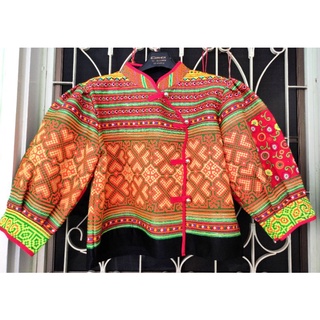 เสื้อปักมือม้งแท้ ปักหน้าหลัง ทรงเจ้านาง ป้าย Hmong handmade