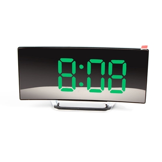 LED Alarm Clock Mirror Curved Screen Digital Clock with Snooze Temperature for Kids Student Bedroom Living Room Office