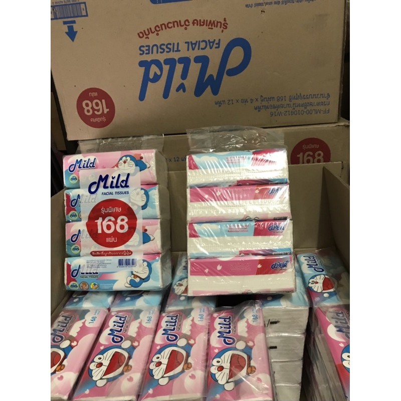 ของแท้-80บาททิชชู่โดเรมอนหนา168แผ่นแพ็ค4ห่อ