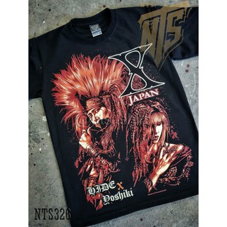 NTS​ 326 X Japan Yoshiki Hide เสิ้อยืดดำ เสื้อยืดชาวร็อค เสื้อวง New Type System NTS Rock brand Sz. S M L XL XXL