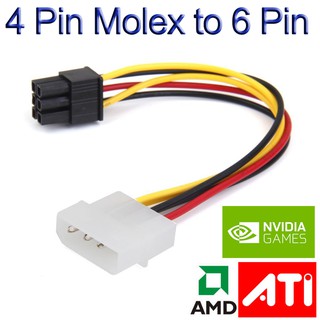 สายแปลงไฟ Powr 4 Pin Molex to 6 Pin PCI-Express PCIE Video Card Power Converter Adapter Cable