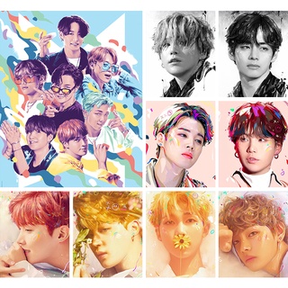 Drofe 【40X50 ซม.】ภาพวาดสีน้ํามันบนผ้าใบ ตามตัวเลข ลาย BTS Love Yourself สําหรับตกแต่งผนังบ้าน