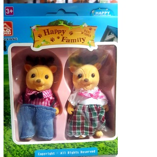firstbuy_Happy Family ตุ๊กตากวาง ของเล่นประกอบบ้านหมี บ้านกระต่าย น่ารัก