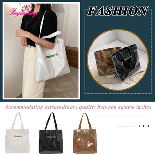 ✿ beginning ✿ กระเป๋าถือ กระเป๋าสะพายไหล่ ผ้าแคนวาส PVC พิมพ์ลาย ขนาดใหญ่ แฟชั่นสําหรับผู้หญิง✿