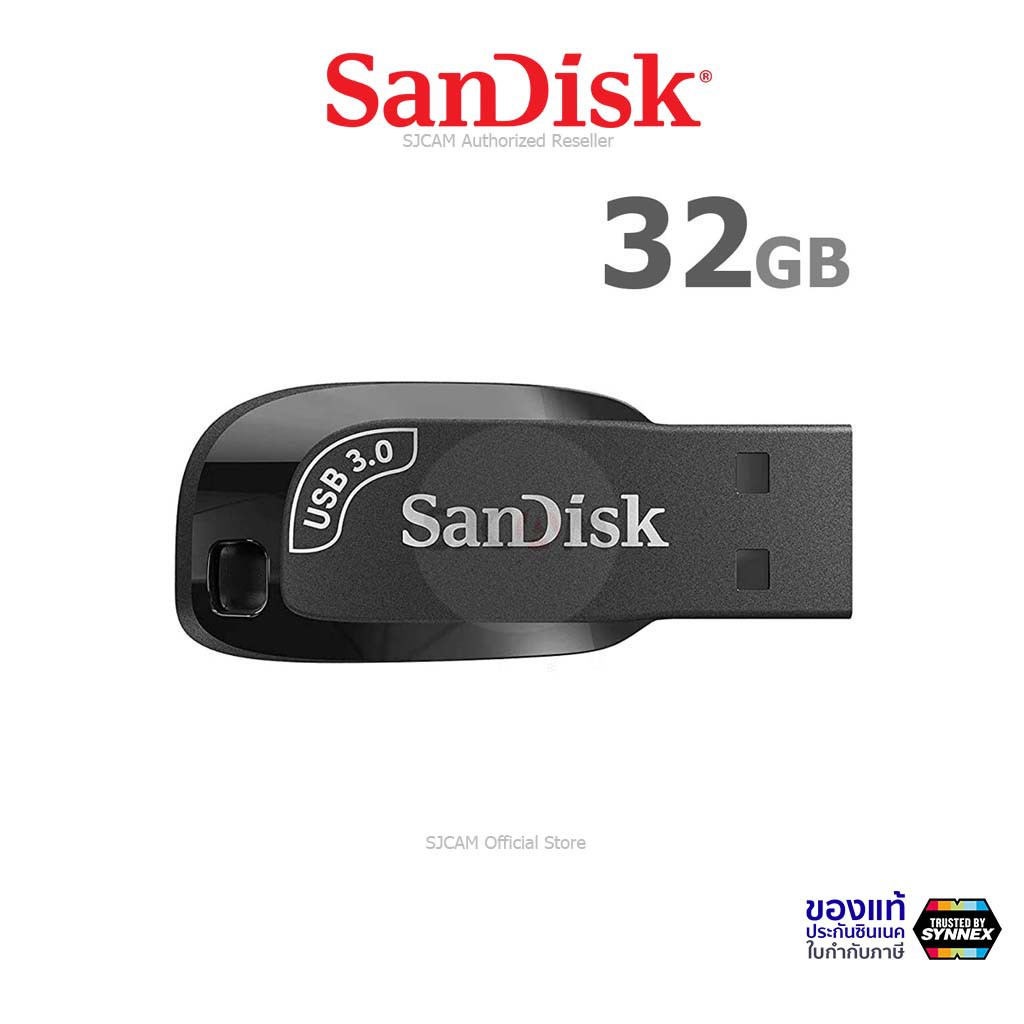 ภาพหน้าปกสินค้าSanDisk Ultra Shift USB 3.0 Flash Drive CZ410 32GB Black compact design ประกัน Synnex 5ปี SDCZ410-032G-G46 แฟลซไดร์ฟ