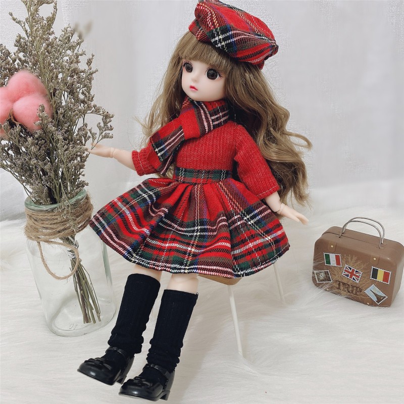 ภาพหน้าปกสินค้าBjd Doll 12 Joints 1/6 Girls Dress 3D ตาตุ๊กตาสีน้ําตาลพร้อมรองเท้าของเล่นสําหรับเด็ก 30ซม.