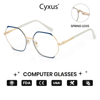 Cyxus แว่นตาแปดเหลี่ยม ป้องกันแสงสีฟ้า สไตล์เกาหลี สําหรับผู้หญิง และผู้ชาย UV400 Spectacles8073
