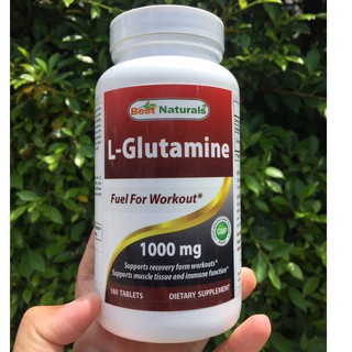 สินค้า แอล-กลูตามีน L-Glutamine 1000 mg 180 Tablets (Best Naturals) ซ่อมแซมกล้ามเนื้อหลังจากการออกกำลังกาย เพิ่มพลัง บำรุงกล้าม