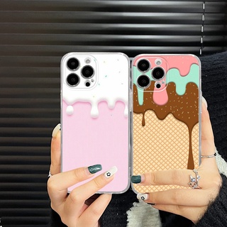 เคสโทรศัพท์มือถือ ซิลิโคนนุ่ม ใส กันรอยเลนส์กล้อง ลายไอศกรีม สําหรับ OPPO A15 A15S A52 A53 A55 A91 A93 A95 A3S A5S Reno 2 3 4 5 6 Pro 4G 5G A5 A8 A9 A31 A33 2020 QMZT