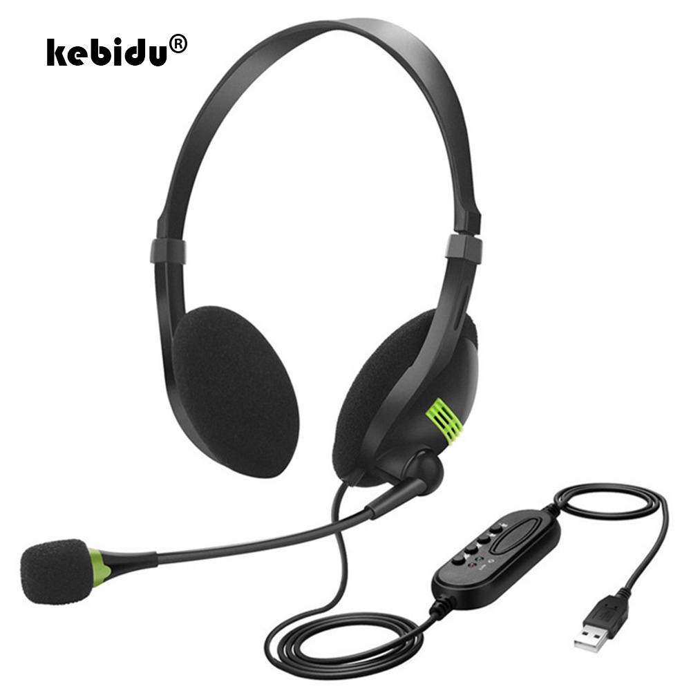 kebidu 3.5mm Noise Cancelling Wired Headphones Microphone Universal USB