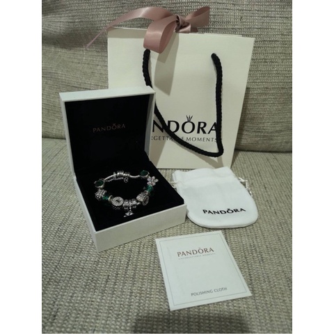 ชุดอุปกรณ์pandora-กล่องกำไล-ถุงกระดาษ-ถุงผ้า-ผ้าขัด