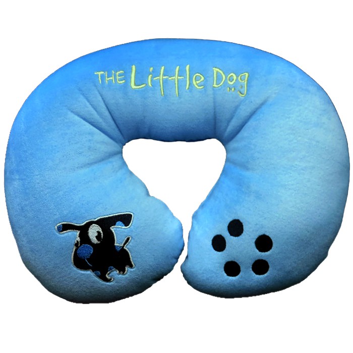 the-little-dog-หมอนรองคอ-u-shape-หมอนหนุนคอ-ผ้า-poly-velour-คุณภาพ-ลายการ์ตูน-made-in-thailand