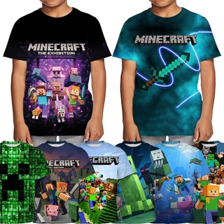 เสื้อยืด พิมพ์ลายเกม Minecraft สําหรับเด็กผู้ชาย ไซซ์ 3-13