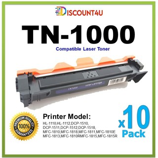 **Pack10**  .. ตลับหมึกเลเซอร์เทียบเท่า Toner TN1000 For HL-1110/HL-1210/DCP-1510/DCP1610w/MFC