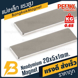 ภาพขนาดย่อของภาพหน้าปกสินค้าแม่เหล็กแรงสูง 20x5x1mm นีโอไดเมียม แม่เหล็กแรงดึงดูดสูง PEAK Magnetics BK2019 จากร้าน bangkokmagnet บน Shopee