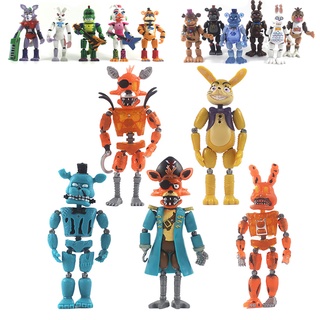 6pcs Set Game FNAF Toy Bonnie Foxy Fazbear Bear Freddy Action Figure Dolls Five Night Toy With Light For Children Gift