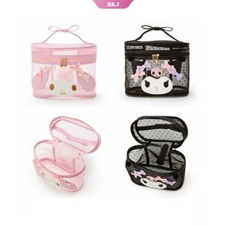 SANRIO กระเป๋าเครื่องสําอาง ผ้าตาข่าย ลายการ์ตูน Hello Kitty แบบพกพา เหมาะกับฤดูร้อน สําหรับเดินทาง