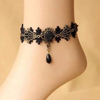 สินค้า สร้อยข้อเท้าสร้อยข้อมือลายปัก Gothic Lace ข้อเท้าสร้อยข้อเท้ารองเท้าแตะ Sandal Barefoot Anklet