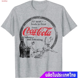 terdiny เสื้อยืดแขนสั้น Coca-Cola Vintage Baseball Ad Graphic T-Shirt Sports T-shirt