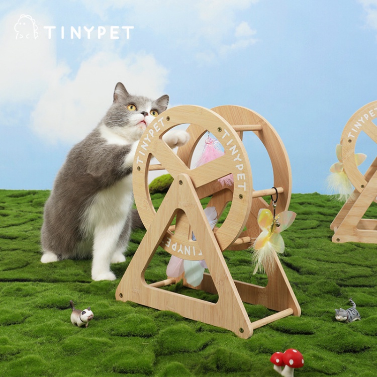 meaoparadise-tinypet-ชิงช้าสวรรค์-แมว-ชิงช้าสวรรค์แมว-ferris-wheel-ของเล่นแมว-ขนนก