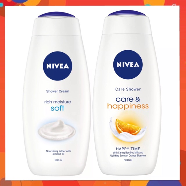 นีเวีย Nivea Care & Happiness Shower Cream 500ml / Nivea rich moisture soft 500ml ครีมอาบน้ำ