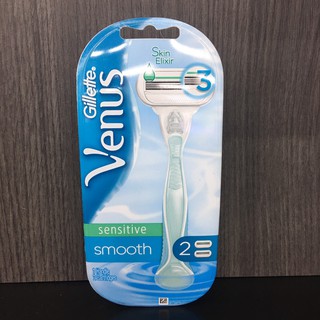 Gillette Venus Smooth Sensitive (1 ด้าม + 2 ใบมีด)ยิลเล็ตต์ วีนัส สมูธ เซนซิทีฟ มีดโกนสำหรับผู้หญิง