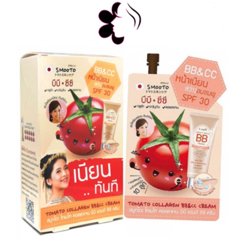 ภาพหน้าปกสินค้า(ยกกล่อง/6ซอง) Smooto Tomato Collagen BB&CC Cream 10ml สมูทโตะ โทเมโท คอลลาเจน บีบี แอนด์ ซีซี ครีมมะเขือเทศ สูตรใหม่