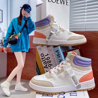 High-top รองเท้าผู้หญิงสีขาวขนาดเล็ก 2022 ฤดูใบไม้ผลิใหม่ รองเท้านักเรียนรองเท้าเกาหลีรุ่นความสูง