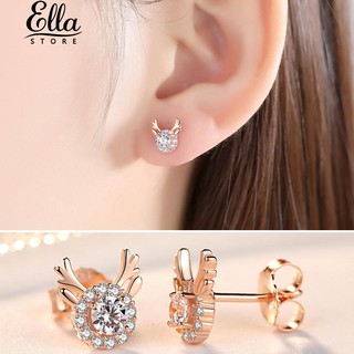 เครื่องประดับต่างหูกระดุมน่ารัก elk rhinestone