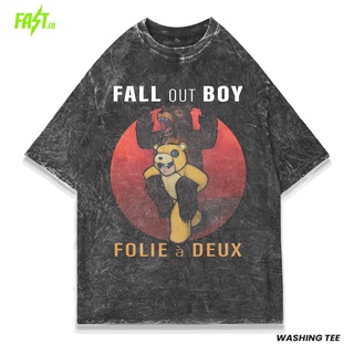 เสื้อยืดวินเทจเสื้อยืด โอเวอร์ไซซ์ พิมพ์ลาย Fall Out Boy folie a deux ล้างทําความสะอาดได้S-5XL
