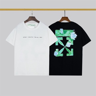 [S-5XL]เสื้อยืดแขนสั้นลําลอง คอกลม ผ้าฝ้าย พิมพ์ลายลูกศร สีเขียว และสีขาว แฟชั่นคู่รัก สไตล์คลาสสิก สําหรับผู้ชาย และผู้