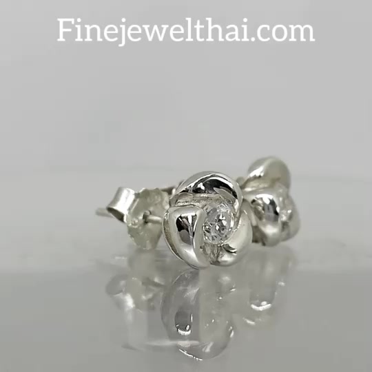 finejewelthai-ต่างหู-ต่างหูเพชร-ต่างหูเงินแท้-diamond-cz-silver-design-earring-e1052cz