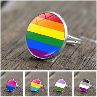 ภาพหน้าปกสินค้าแหวนหมั้น LGBT Gay Pride สีรุ้ง สามารถปรับได้ เหมาะกับของขวัญ สําหรับผู้หญิง ที่เกี่ยวข้อง