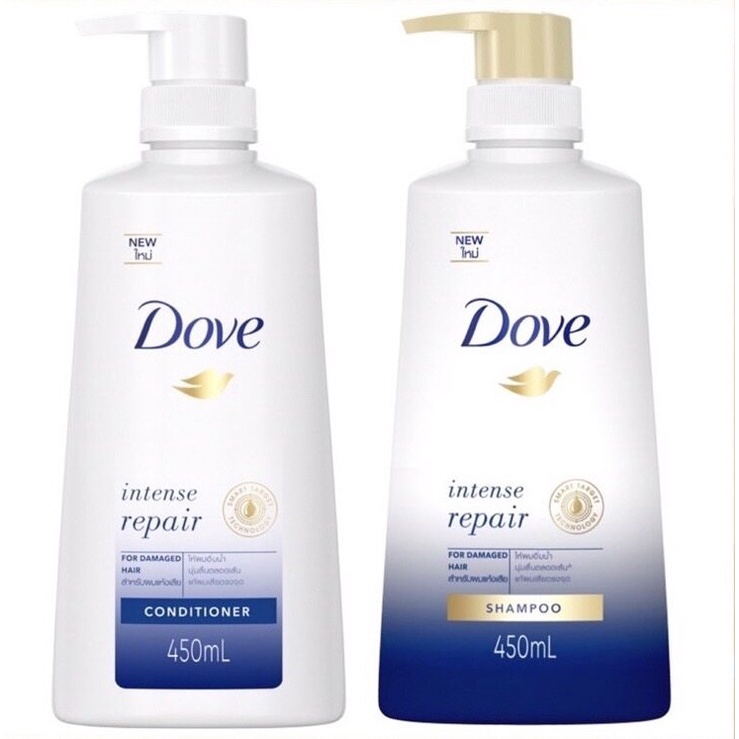 dove-intense-repair-โดฟแชมพู-ครีมนวดผม-สีน้ำเงิน-425มล-แบบแพ็คคู่-ขายถูกที่สุด