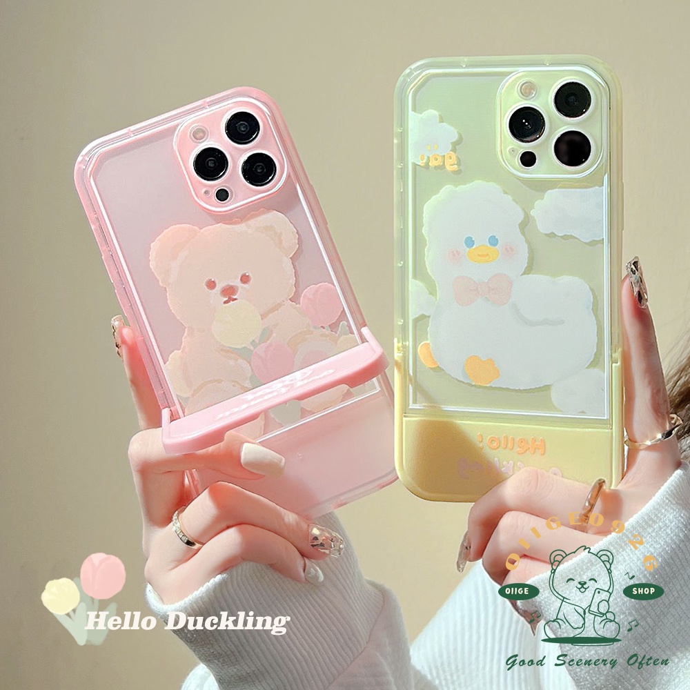 ภาพหน้าปกสินค้าเคสโทรศัพท์มือถือ TPU แบบพับได้ ลายเป็ดขาว สําหรับ Iphone 13 12 11 Pro Max Mini Xs Max Xr X 8 7Plus