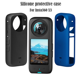เคสซิลิโคน ป้องกันกล้อง สีฟ้า สีดํา สําหรับ Insta360 X3 360 X3